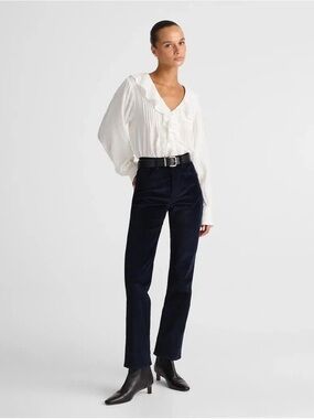 Madewell Women's Dark Navy Corduroy The Longline Straight Pants Size 29